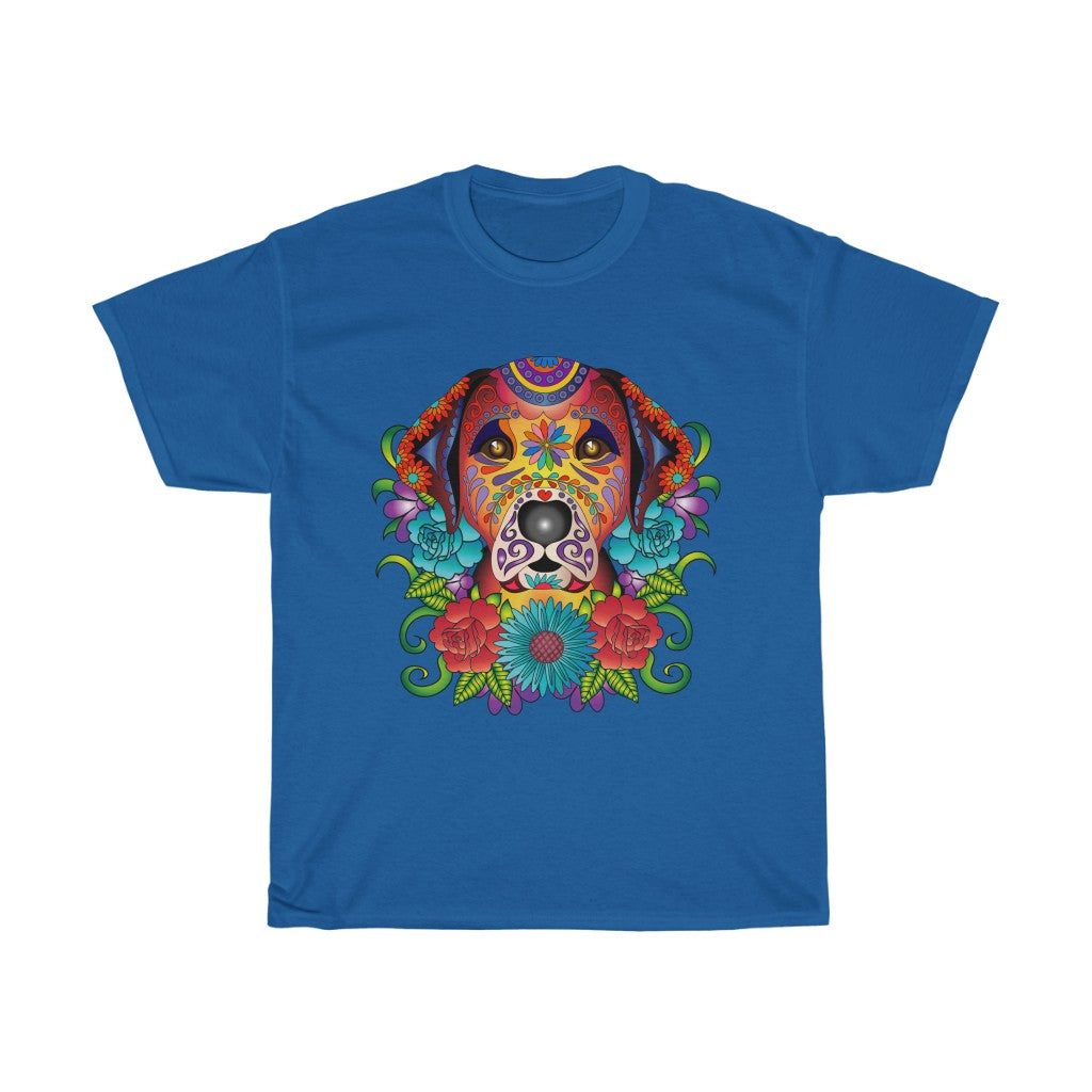 Labrador Retriever Sugar Skull Unisex Heavy Cotton Tee