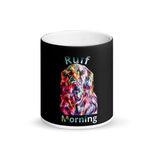 Ruff Morning Golden Retriever Rainbow Black Magic Mug